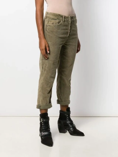 Shop Dondup Cropped Corduroy Trousers In 640 Verde