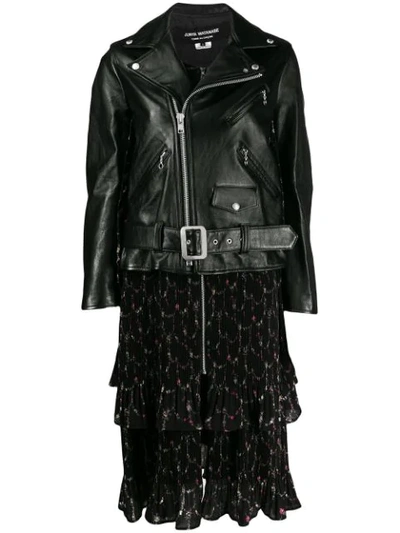 Shop Junya Watanabe Floral Panel Biker Jacket In Black