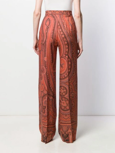 Shop Etro High-waisted Paisley Trousers In Orange