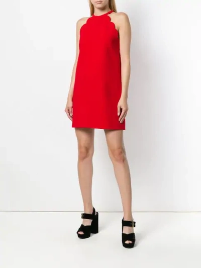 Shop Miu Miu Scalloped Edge Dress In Red