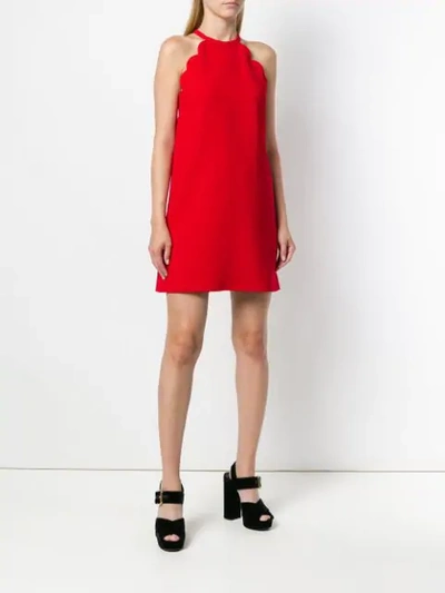 Shop Miu Miu Scalloped Edge Dress In Red