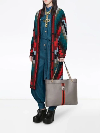 Shop Gucci Belted Denim Jumpsuit In Blue