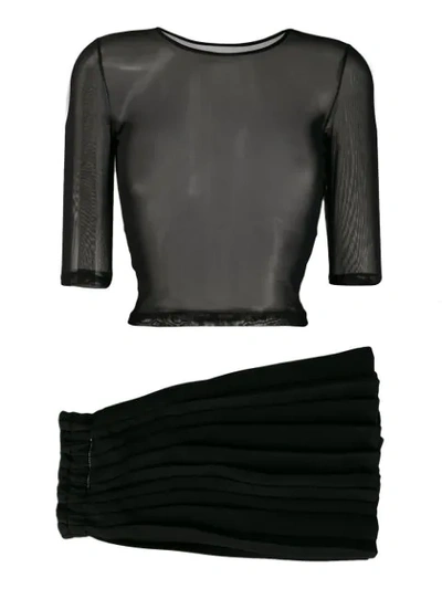 Shop Mm6 Maison Margiela Mesh Cropped T-shirt In Black