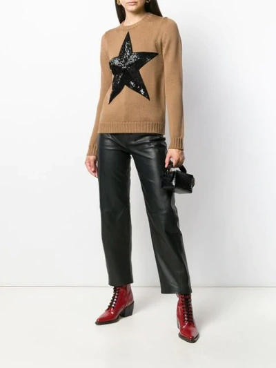 Shop P.a.r.o.s.h Sequinned Star Jumper In Brown