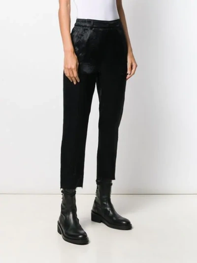 Shop Ann Demeulemeester Cropped Satin Trousers In Black