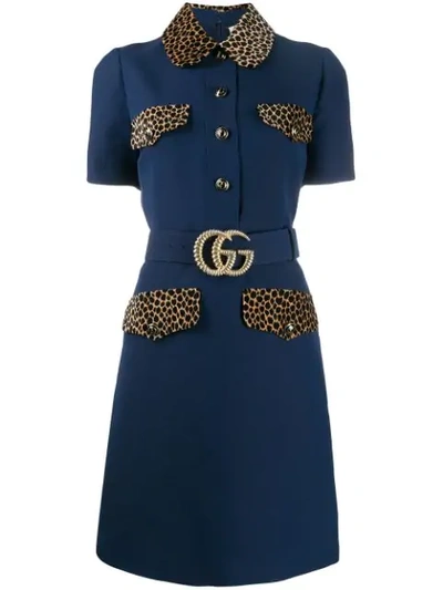 Shop Gucci Gg Belt Short Dress In Blue