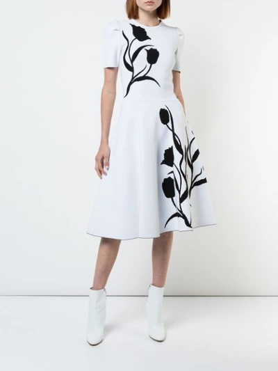 Shop Carolina Herrera Tulip Intarsia Knit Dress - White