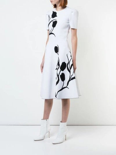 Shop Carolina Herrera Tulip Intarsia Knit Dress - White