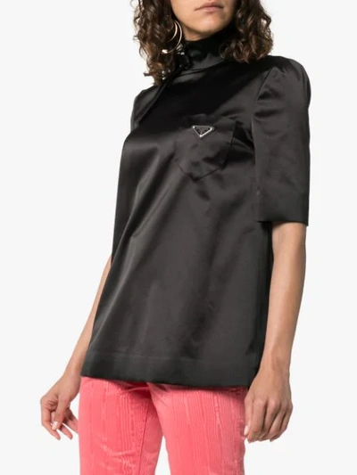 Shop Prada Ribbon Bow Detailed Blouse In Black