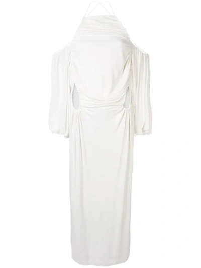 Shop Dion Lee Ruched Midi Dress In Ivory