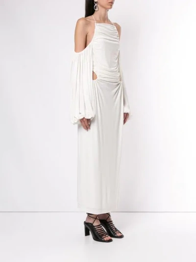 Shop Dion Lee Ruched Midi Dress In Ivory