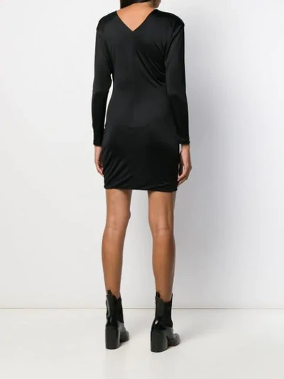 Shop Versace Buckle Detail Dress In Black