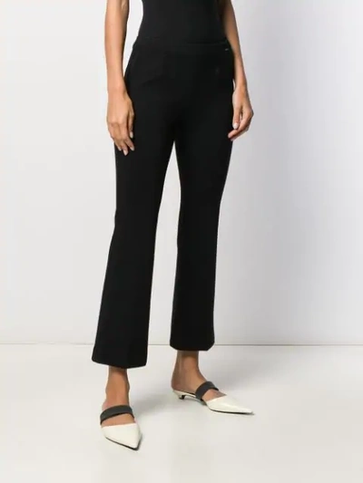 Shop Les Copains Cropped Length Trousers In Black