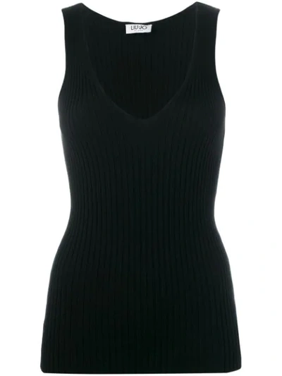 Shop Liu •jo Sleeveless Knitted Top In Black