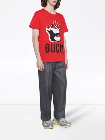 Shop Gucci Oversized Manifesto T-shirt In Red