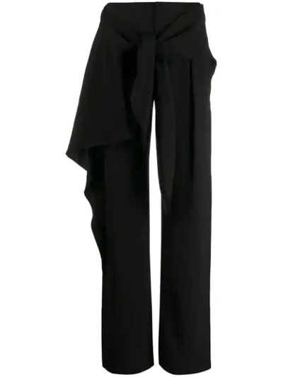Shop Chloé Tie Front Wide Leg Trousers In Black