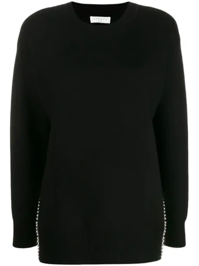 Shop Sandro Faux-pearl Trim Jumper In Noir