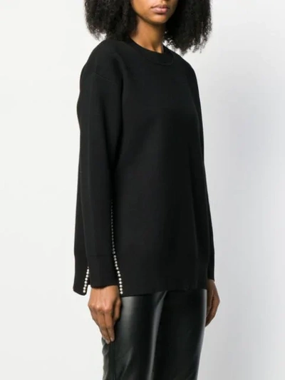 Shop Sandro Faux-pearl Trim Jumper In Noir