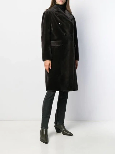 Shop Arma Double-breasted Coat In Brown