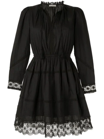 Shop Ulla Johnson Helene Crochet-trimmed Dress In Black
