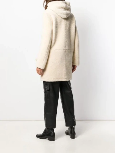 Shop Saint Laurent Shearling Duffle Coat In White