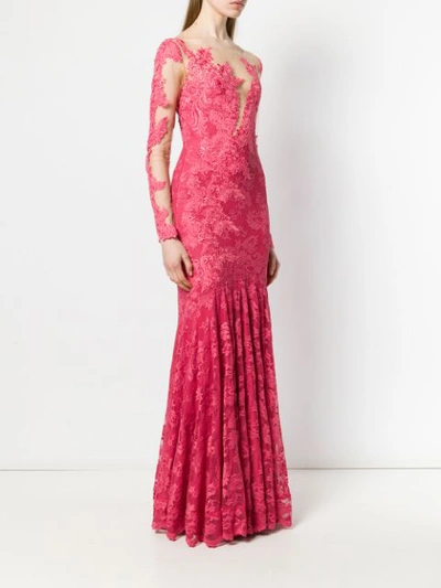Shop Olvi S Lace-embroidered Maxi Dress In Pink