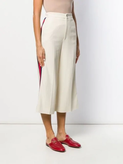 Shop Gucci Side Tape Culottes In Neutrals