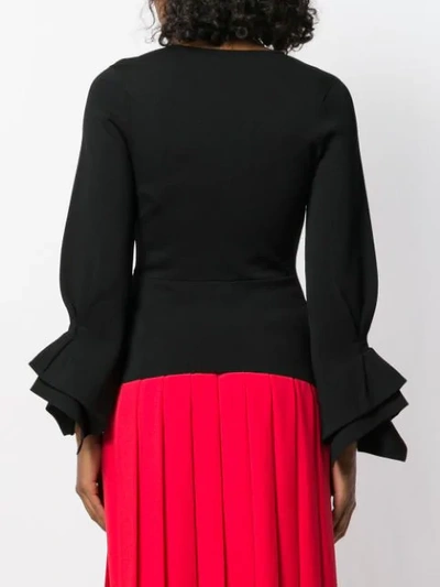 Shop Roland Mouret Ruffle Sleeve Fitted Jacket In Black