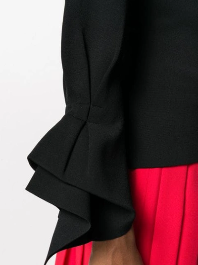 Shop Roland Mouret Ruffle Sleeve Fitted Jacket In Black