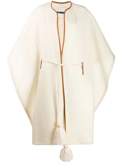 Shop Jil Sander Oversized Belted Cape In Neutrals