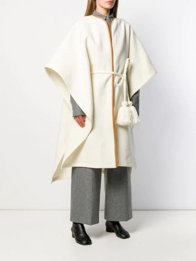 Shop Jil Sander Oversized Belted Cape In Neutrals