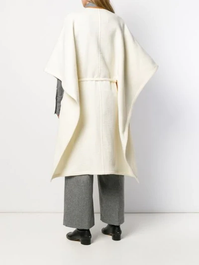 Shop Jil Sander Oversized Belted Cape In Neutrals