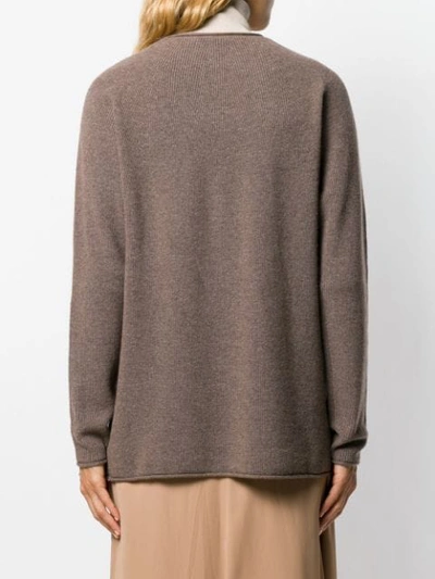 Shop Joseph Ribbed Knit Cashmere Jumper In Brown
