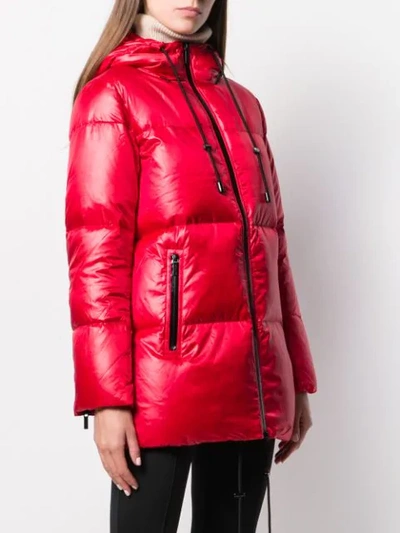 Shop Michael Michael Kors Zipped Padded Coat In Red