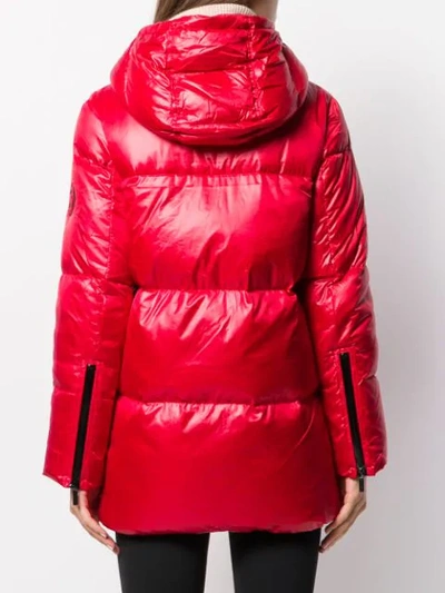 Shop Michael Michael Kors Zipped Padded Coat In Red