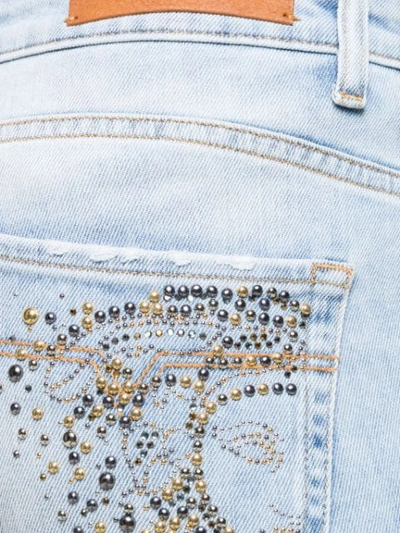 Shop Versace Beaded Skinny Jeans In Blue