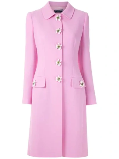 Shop Dolce & Gabbana Single-breasted Midi Coat In Pink