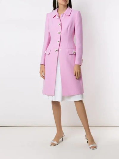 Shop Dolce & Gabbana Single-breasted Midi Coat In Pink