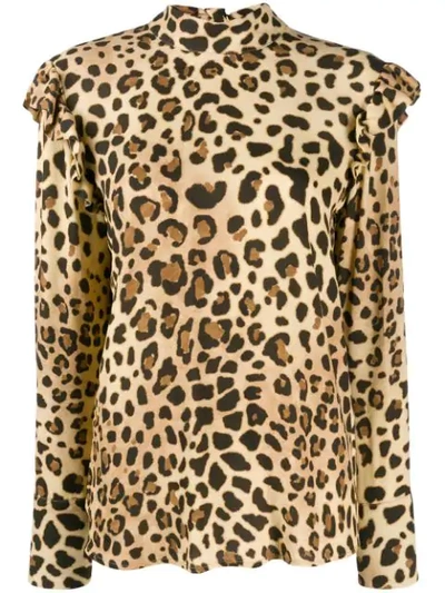 Shop Be Blumarine Leopard Print Blouse In Brown