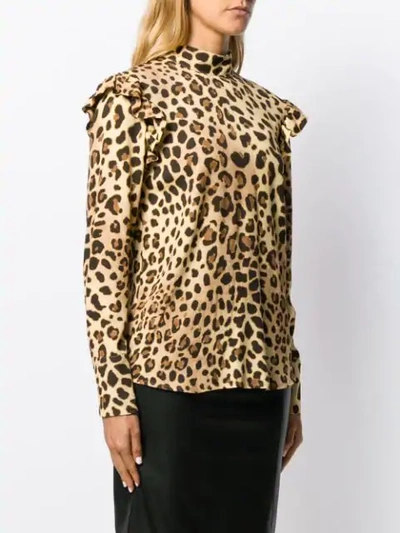 Shop Be Blumarine Leopard Print Blouse In Brown