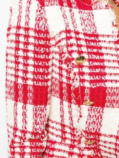 Shop Escada Button-embellished Tweed Jacket In Red