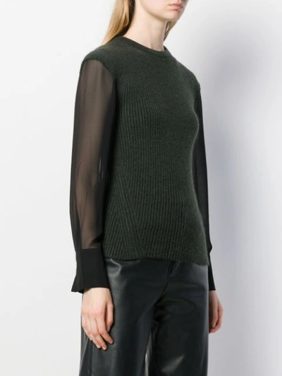 Shop Kenzo Contrast Sleeve Knitted Top In Green