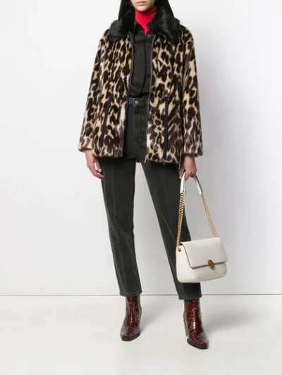 Shop Pinko Leopard Print Coat In Brown