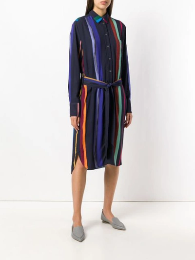 Shop Paul Smith Belted Shirt Dress In Blue