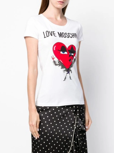Shop Love Moschino Rockstar Heart T-shirt - White
