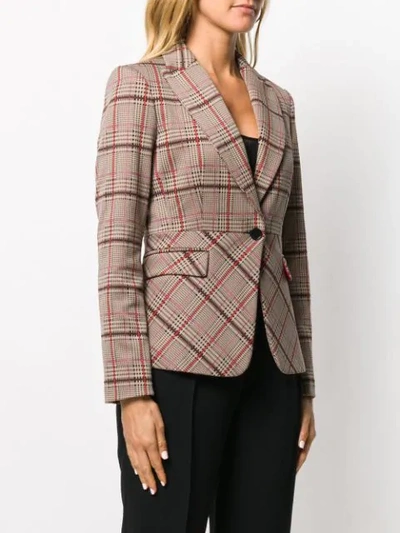 Shop Pinko Check Fitted Blazer In Neutrals