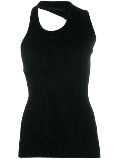 Shop Helmut Lang Ribbed Design Vest In Black