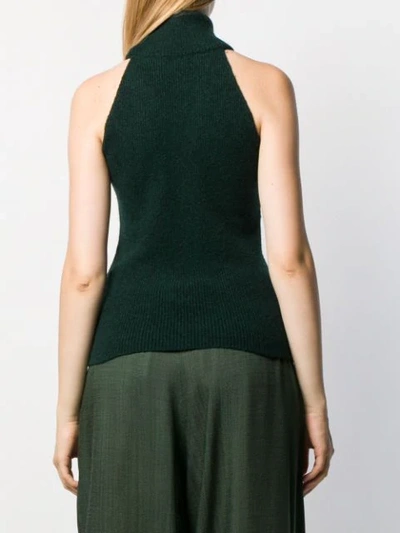 Shop Jacquemus Ribbed Knit Top In Green
