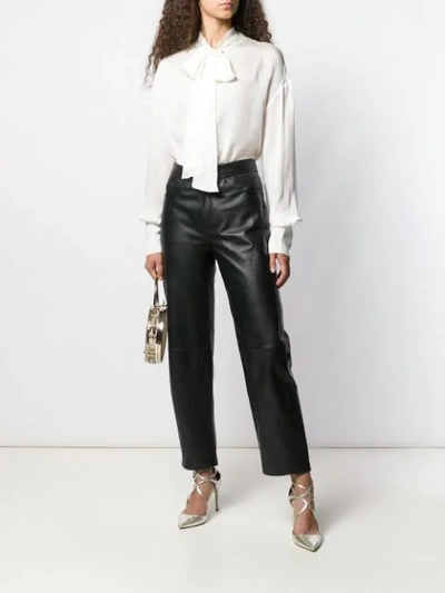 Shop Balmain Pussy Bow Blouse In White