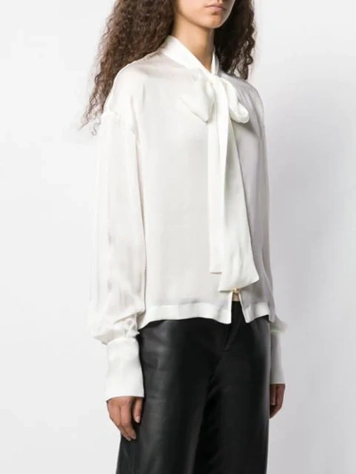 Shop Balmain Pussy Bow Blouse In White